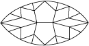 Marquise brilliant cut 57 facets (bottom view)