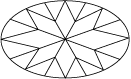 Oval brilliant cut 57 facets (Bottom view)