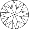 BRILLIANT CUT WITH VERTICAL SEPERATED MAIN FACETS 73 FACETS (bottom view)